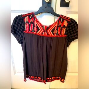 Anthropologie HD Paris embroidered beaded top size 8